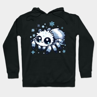 Cute white jumping spider in snowflakes Hoodie